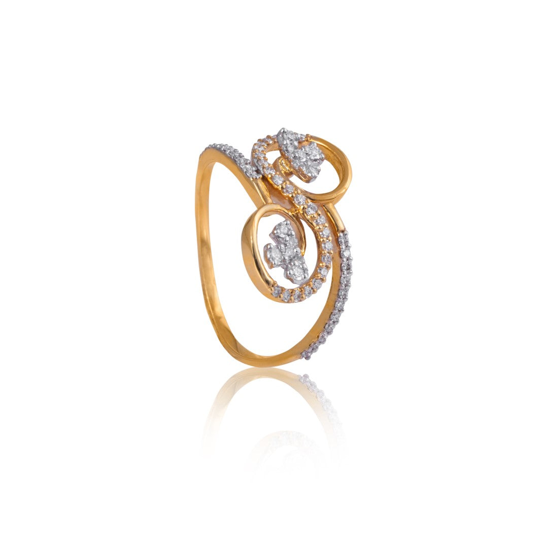 Corded clover diamond ring